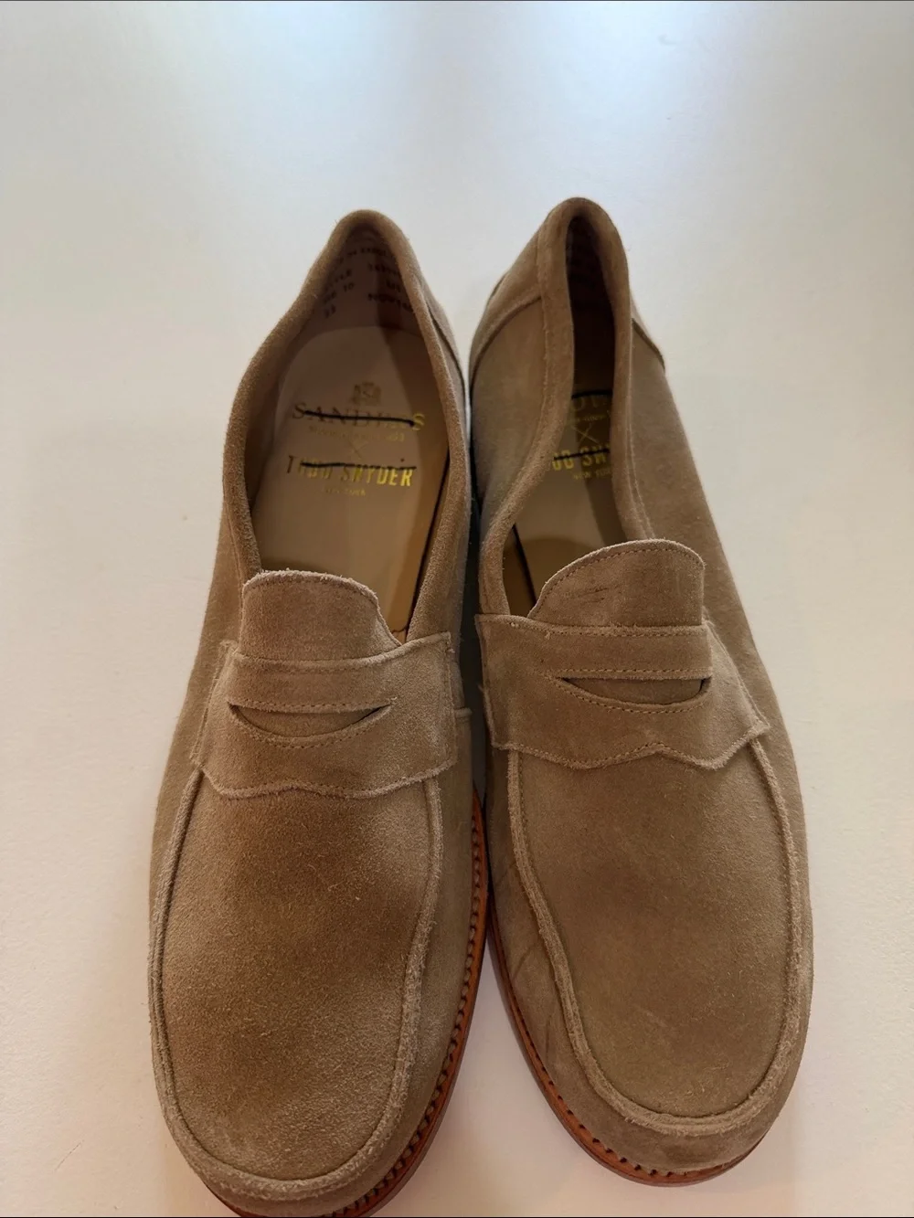 Todd Snyder Suede Penny Loafers in Taupe Sz 11.  Tub7